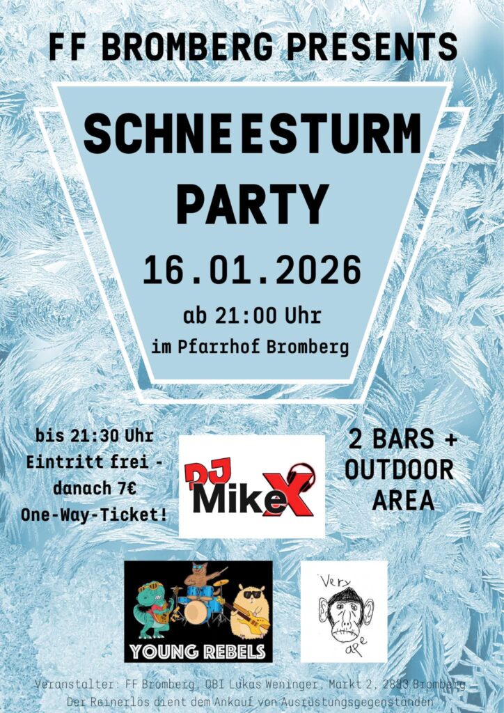 Werbung Schneesturmparty